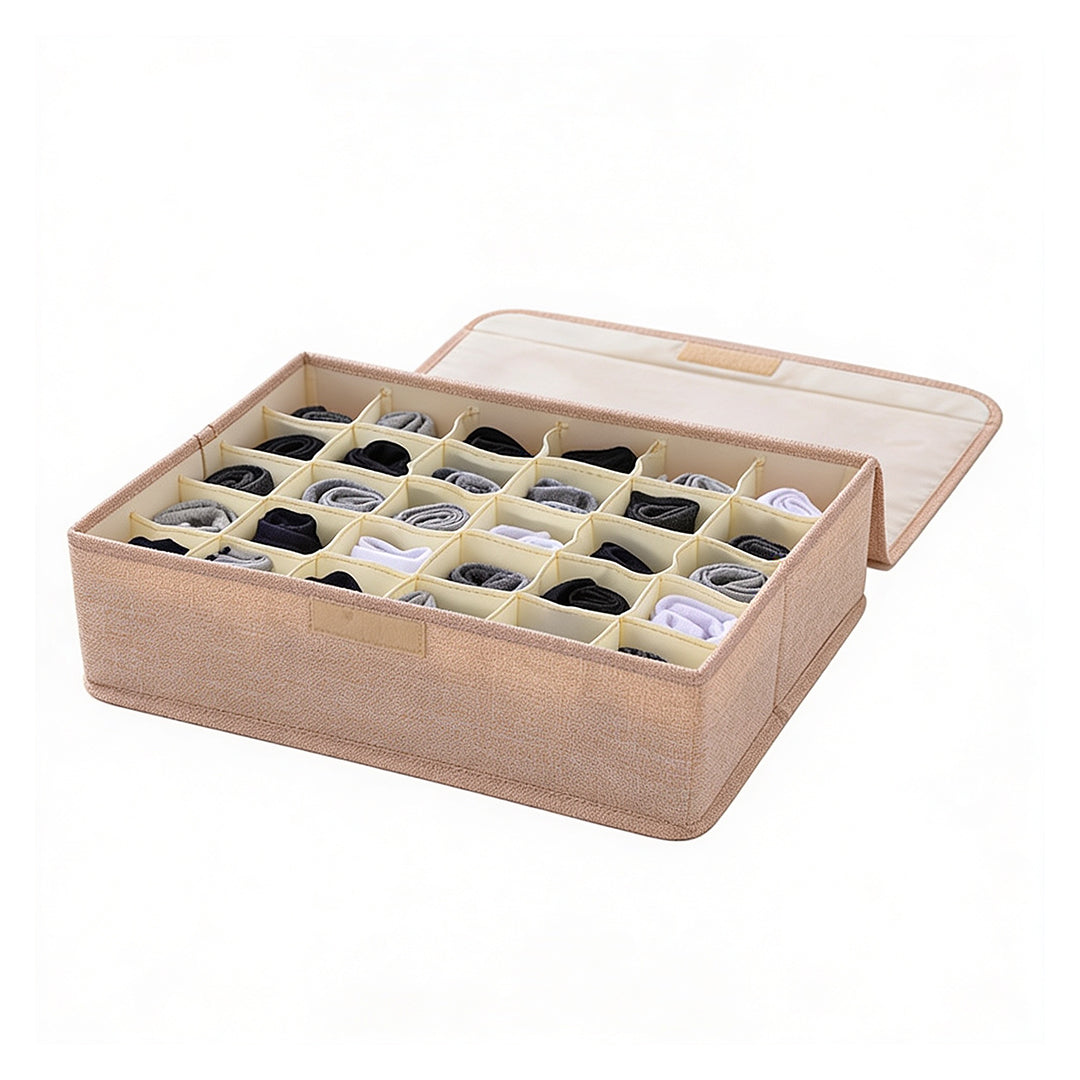 SOGA (43x29x13cm) Beige 30 Compartment Fabric Storage Box Organizer