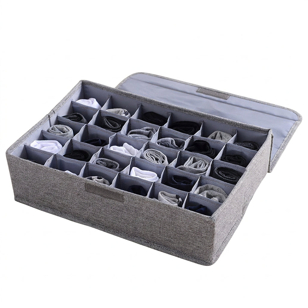 SOGA (43x29x13cm) Grey 30 Compartment Fabric Storage Box Organizer
