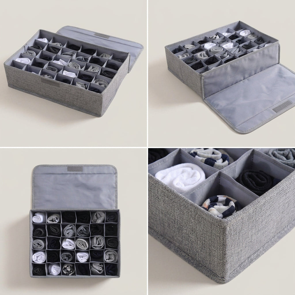 SOGA (43x29x13cm) Grey 30 Compartment Fabric Storage Box Organizer