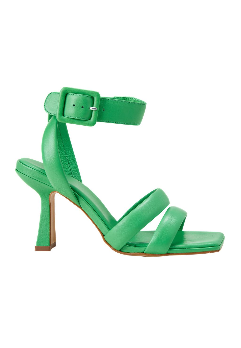 Uvaia Calf Green Leather Sandals – 8.5cm Sculpted Heel
