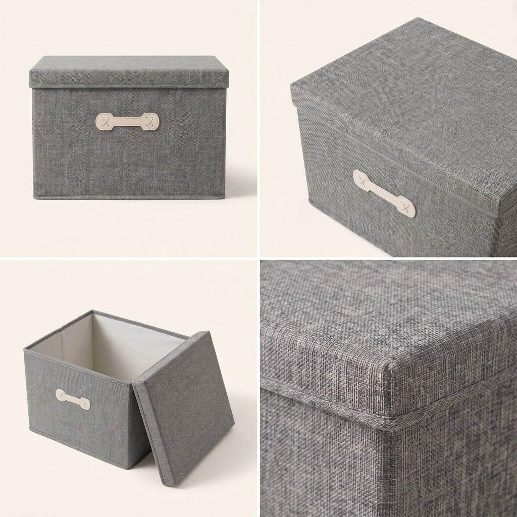 SOGA (40x30x25cm) Grey 30L Fabric Storage Box Organizer