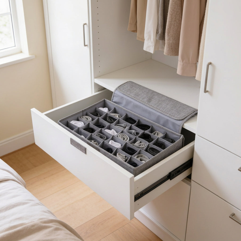 SOGA (43x29x13cm) Grey 30 Compartment Fabric Storage Box Organizer