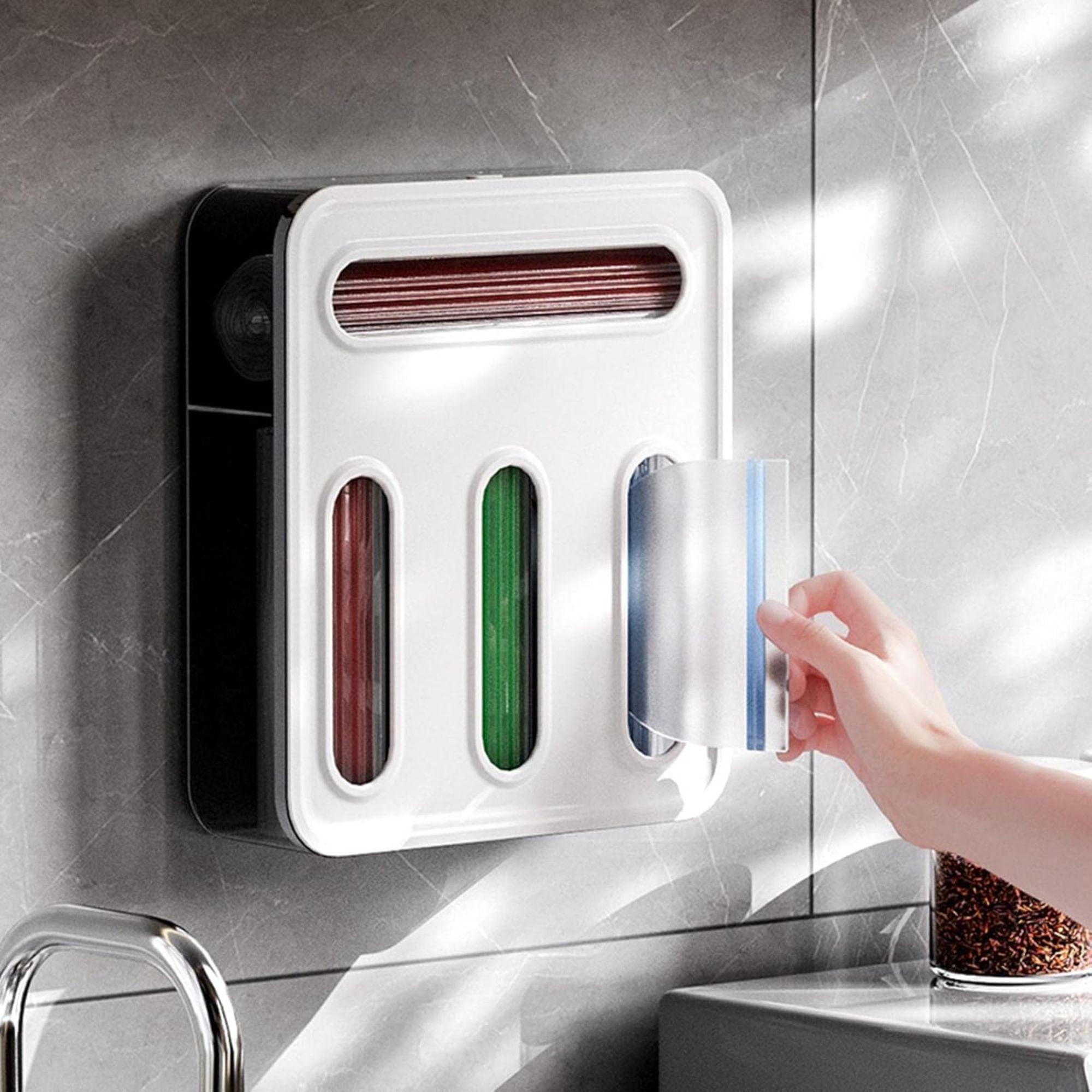 Food Storage Bag Organiser - 4 Compartment Clear Box