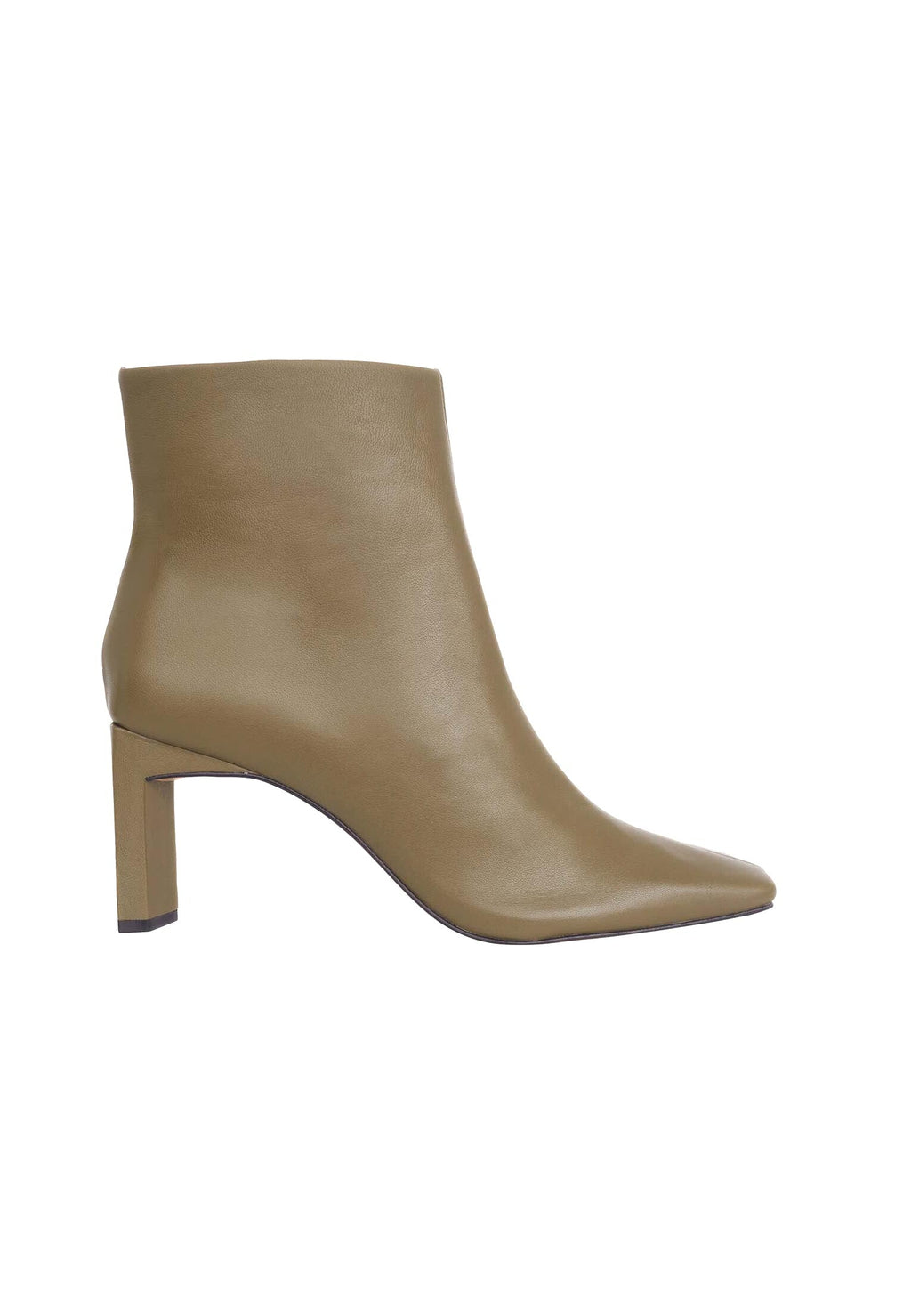 Senna Olive Goat Leather Ankle Boots – 7.6cm Block Heel