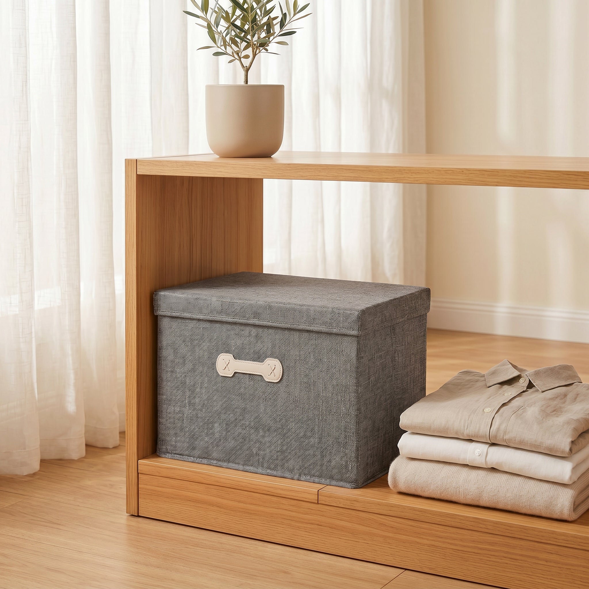 SOGA (35x28x18cm) Grey 18L Fabric Storage Box Organizer