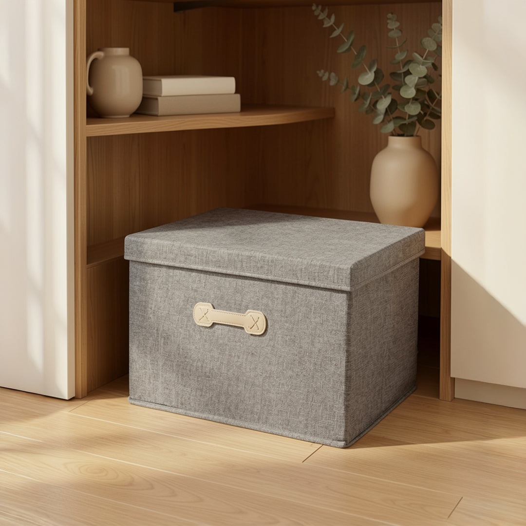 SOGA (40x30x25cm) Grey 30L Fabric Storage Box Organizer