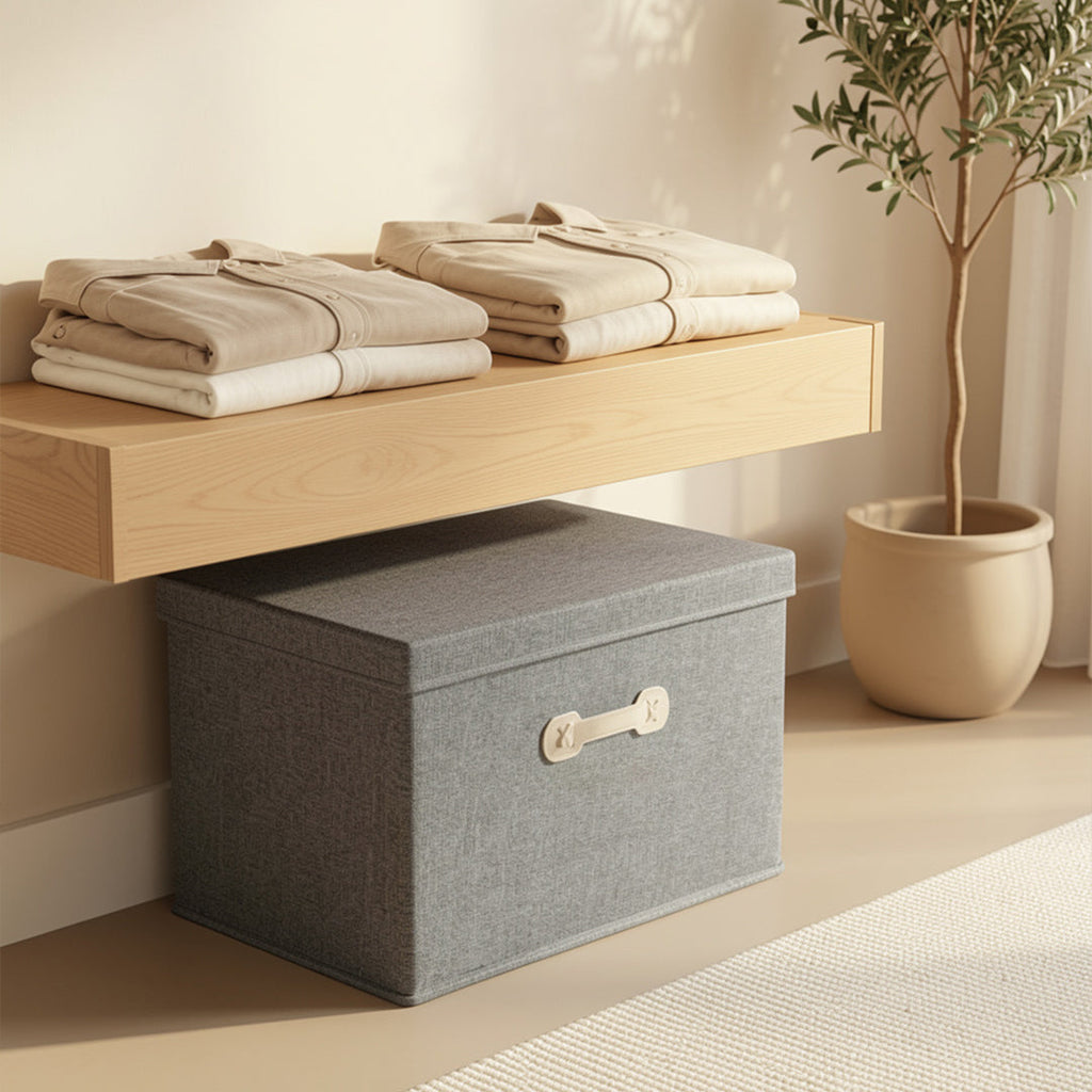SOGA (40x30x25cm) Grey 30L Fabric Storage Box Organizer