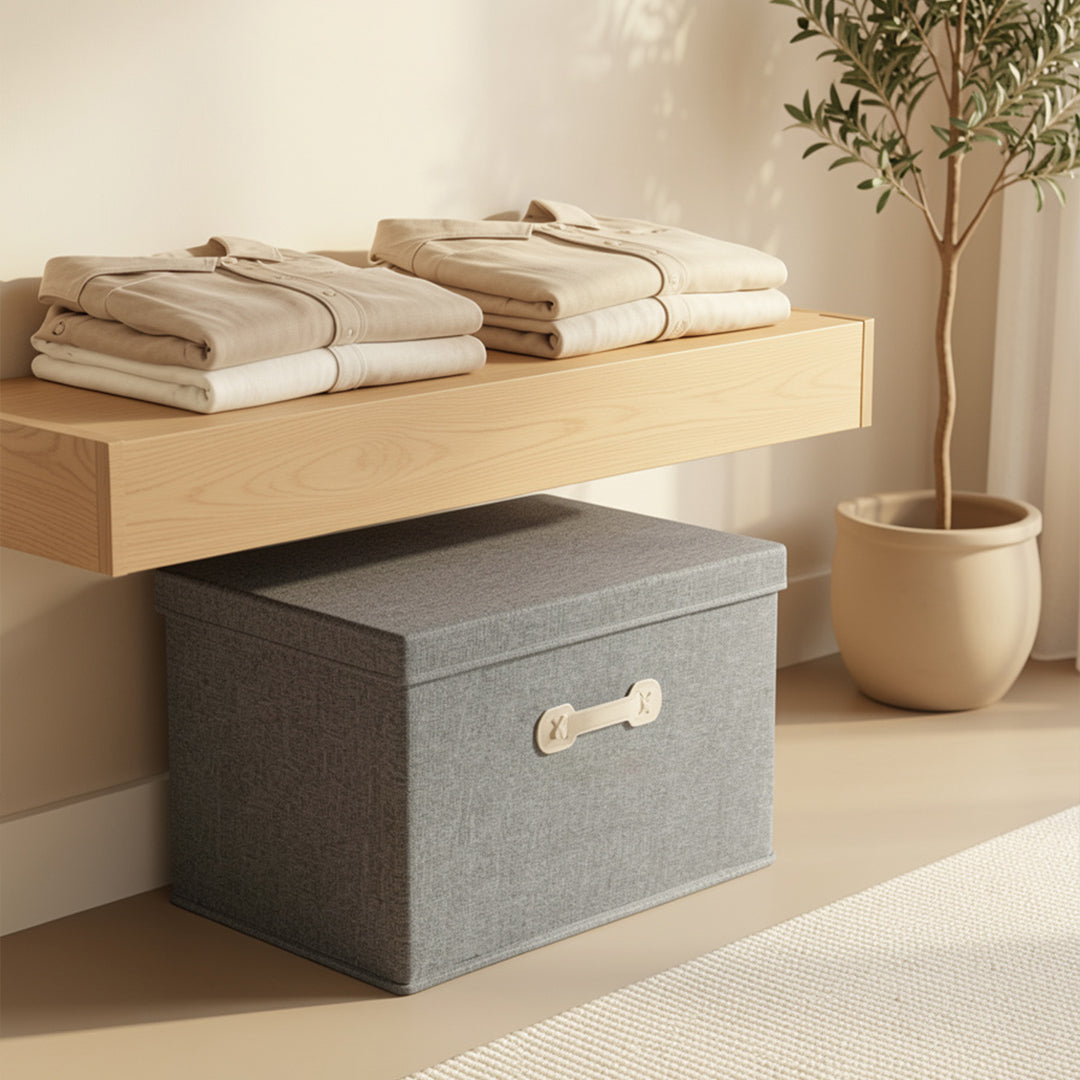 SOGA (40x30x25cm) Grey 30L Fabric Storage Box Organizer