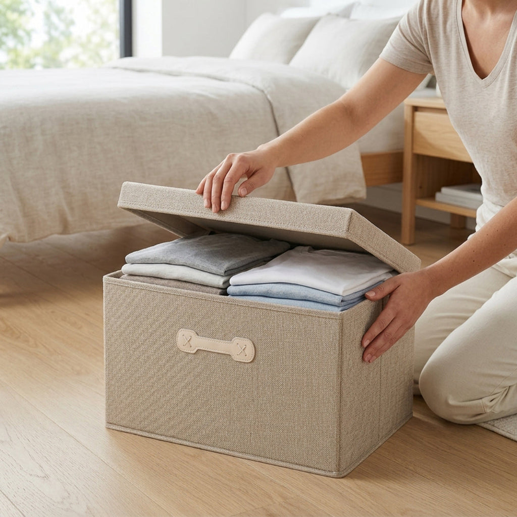 SOGA (50x40x30cm) Khaki 60L Fabric Storage Box Organizer