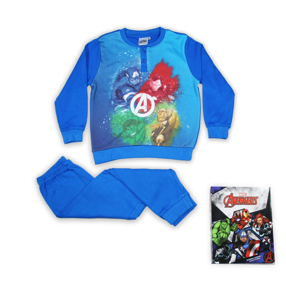 Kids winter cotton pajamas - Avengers - medium blue - 122