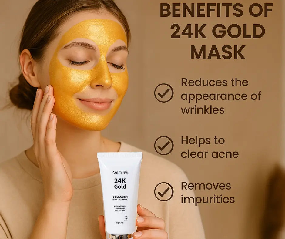 24K Gold Peel-Off Face Mask for Deep Cleansing & Pore Minimising (60ml) | Ammuri