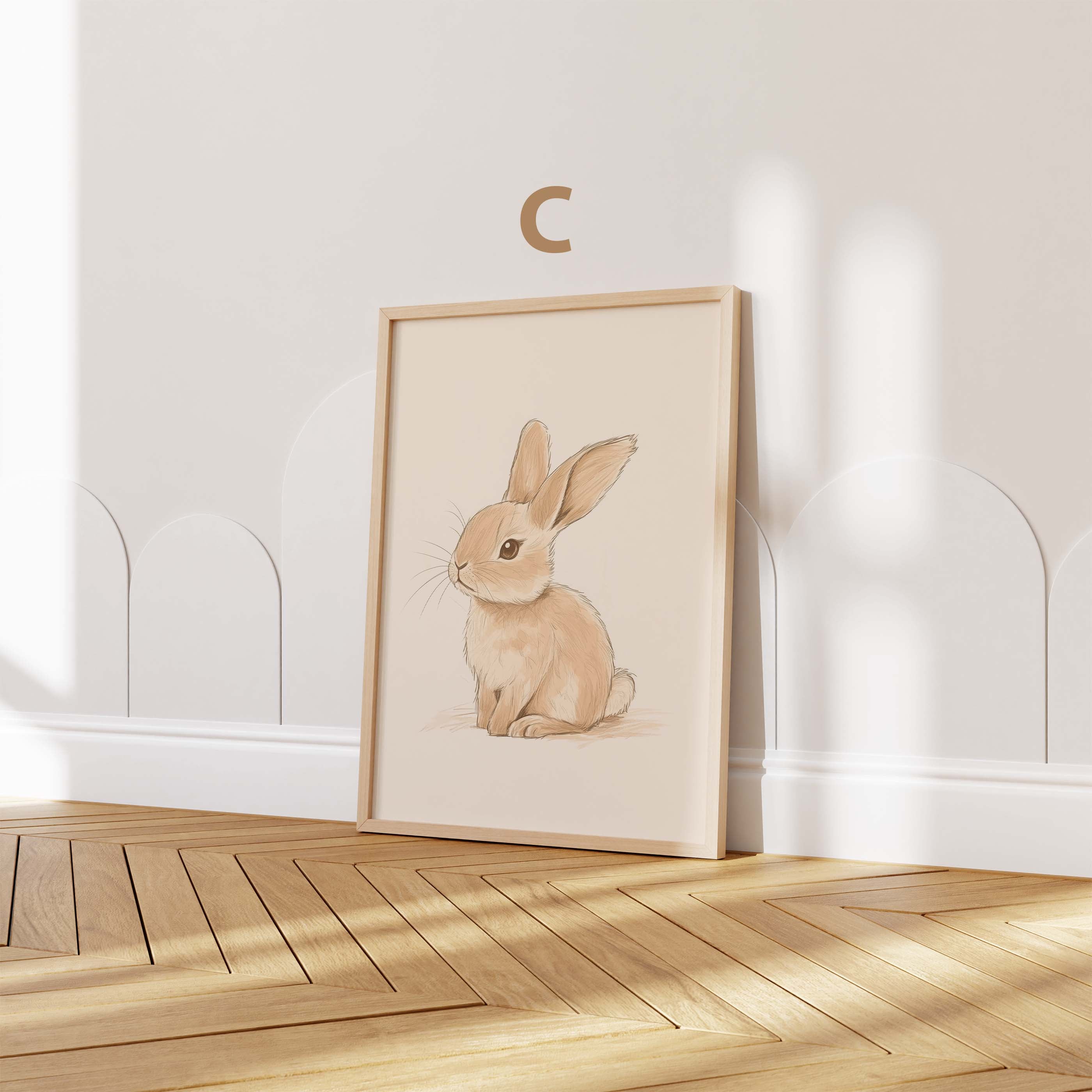 Häschen Poster · Geschenkidee · Aquarell mit Blumen und niedlichen Hasen · Kinderzimmer Deko · Dekoprint ohne Rahmen