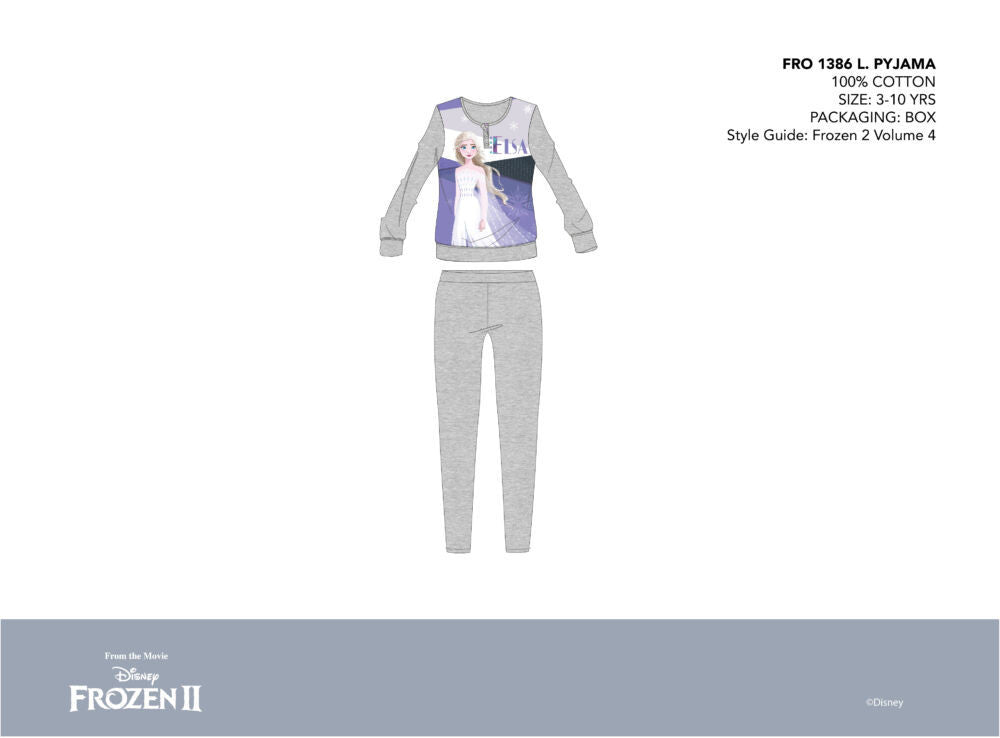 Disney Ice Magic thin cotton kids pajamas - jersey pajamas - light grey - 110