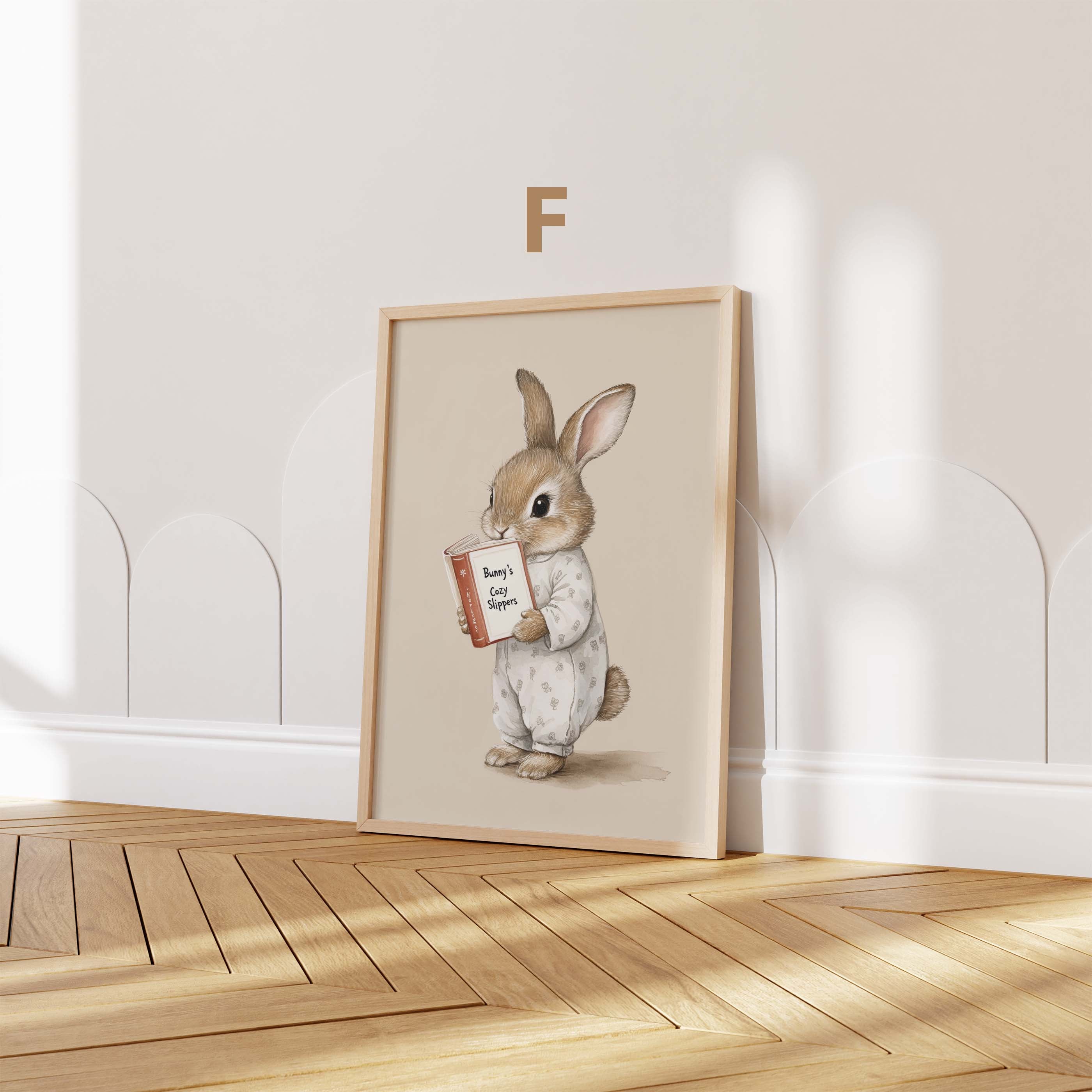 Häschen Poster · Geschenkidee · Aquarell mit Blumen und niedlichen Hasen · Kinderzimmer Deko · Dekoprint ohne Rahmen