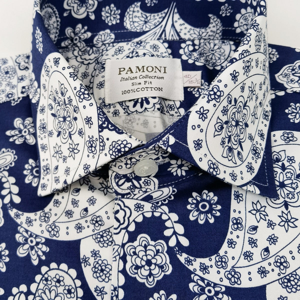 Blue Paisley Slim Fit Shirt