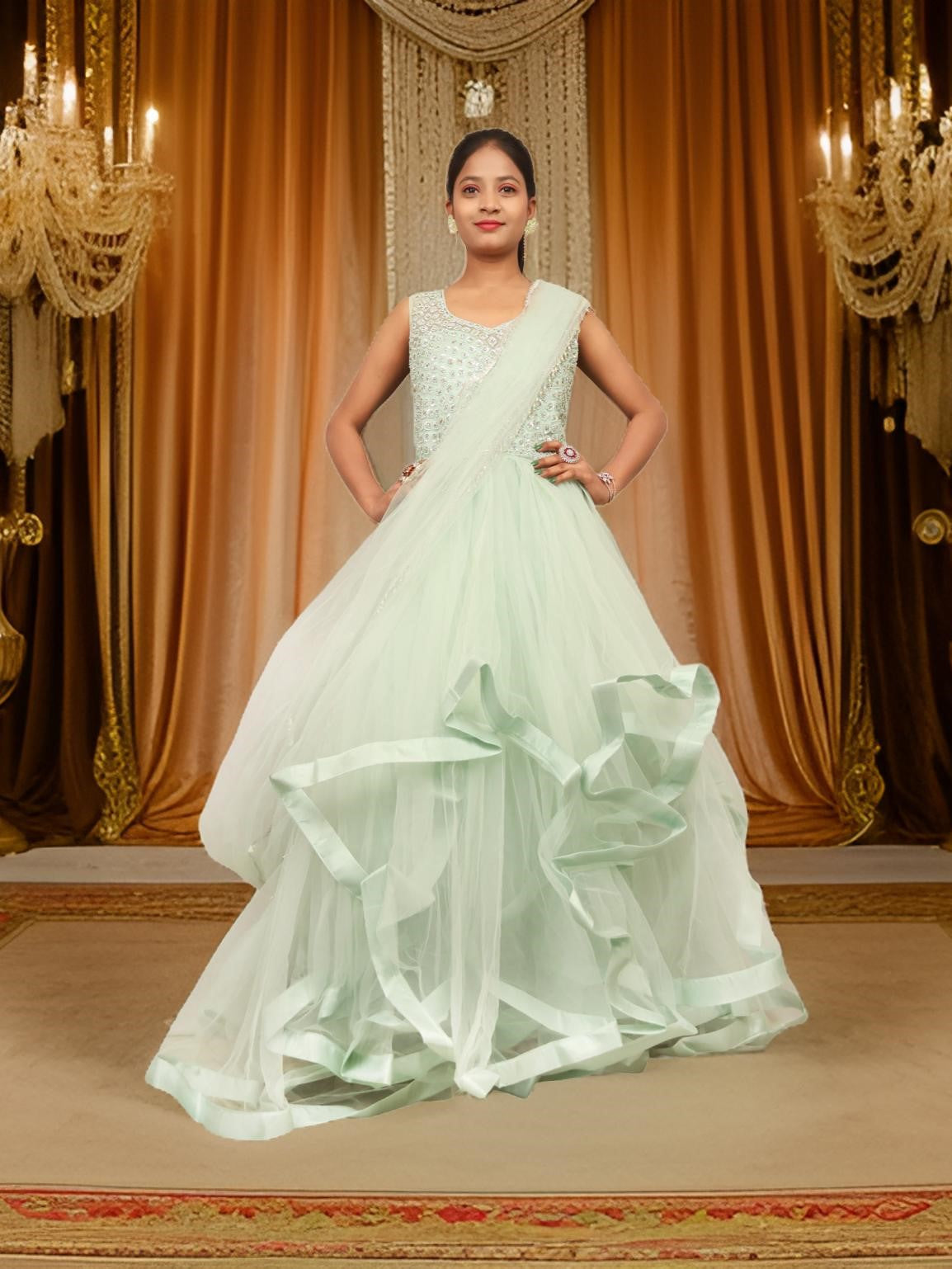 Gown with Stone & Beads Work by Shreekama