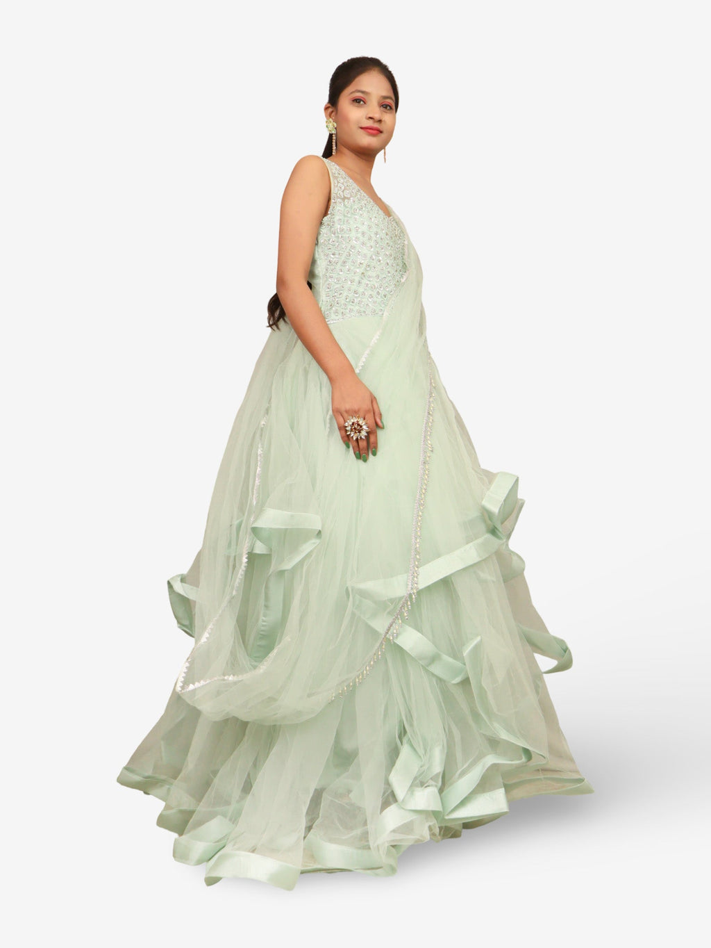 Gown with Stone & Beads Work by Shreekama