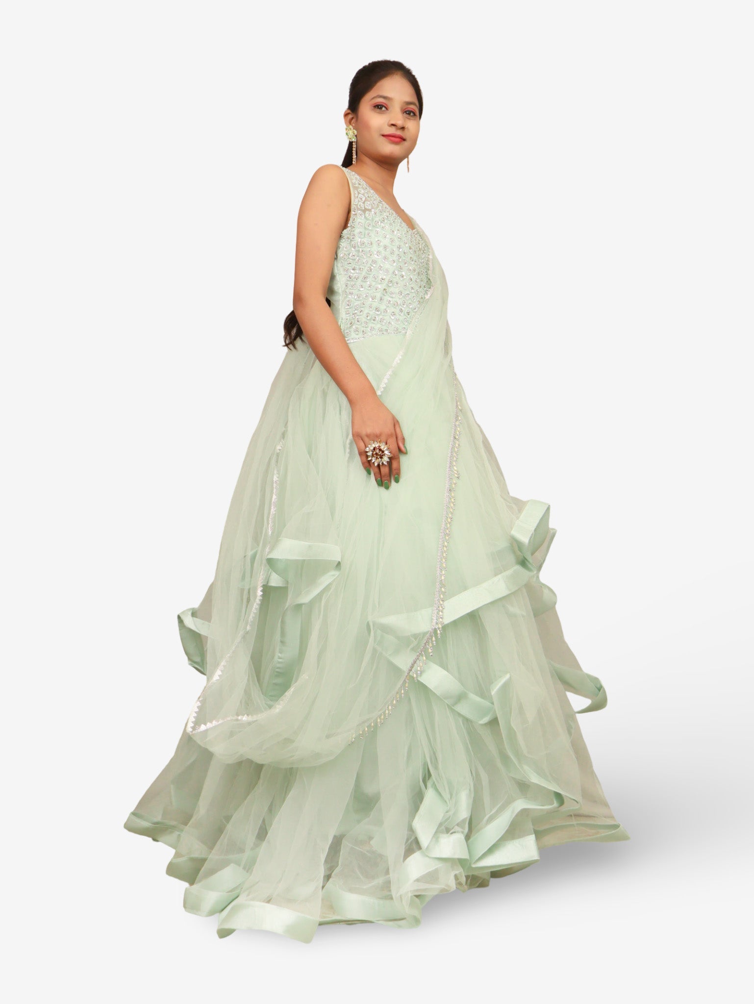 Gown with Stone & Beads Work by Shreekama