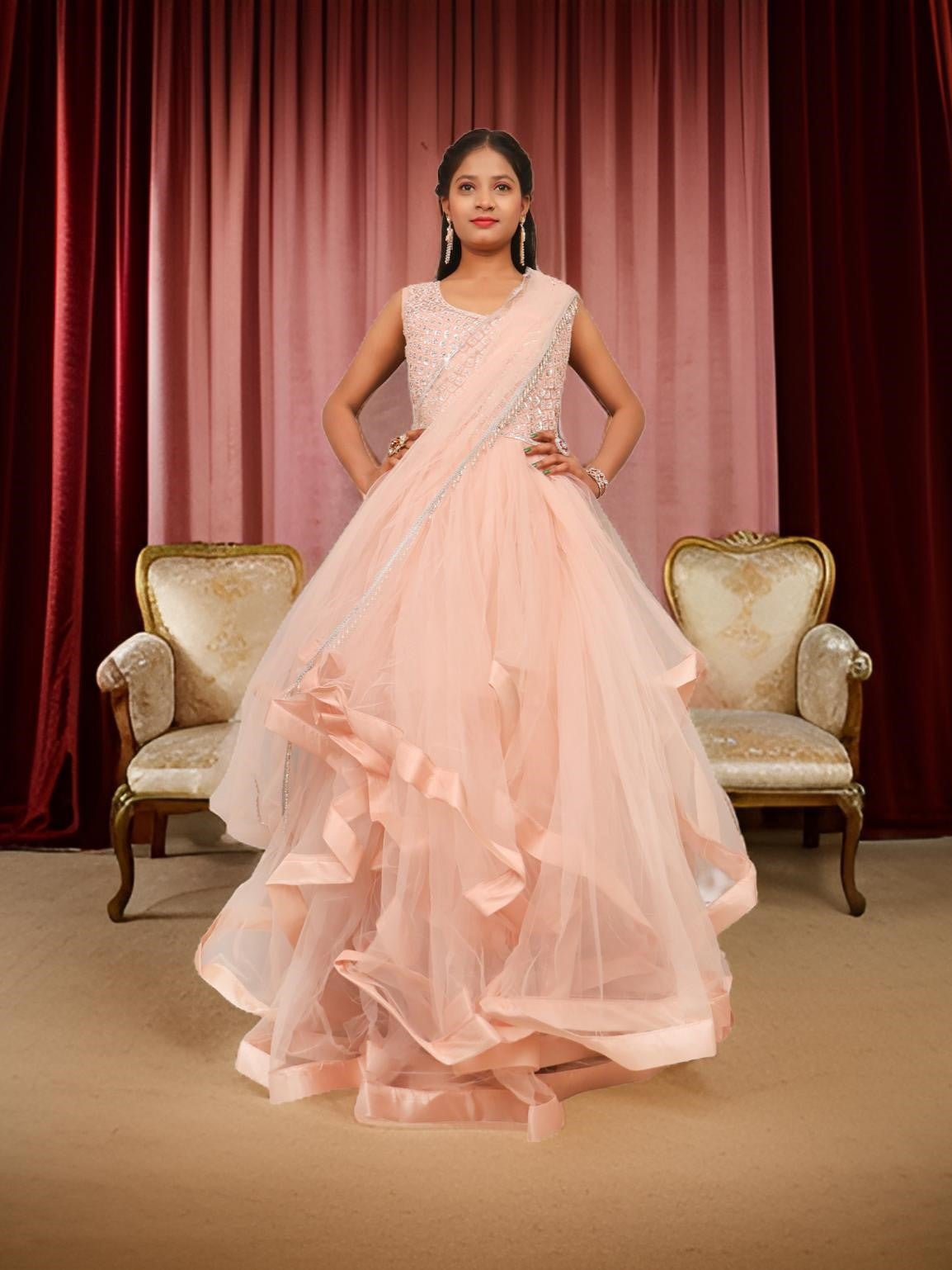 Gown with Stone & Beads Work by Shreekama