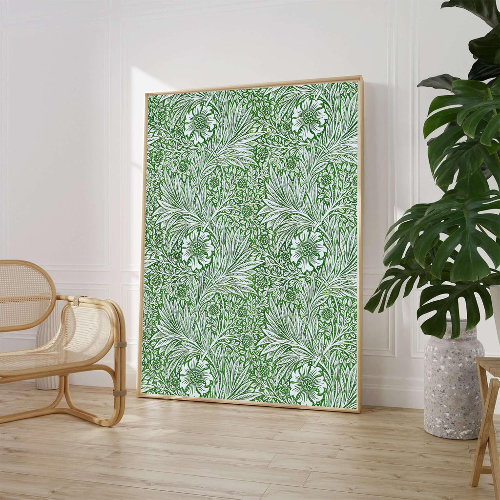 William Morris Marigold Vintage Exhibition Poster Green Botanical Wall Art Print