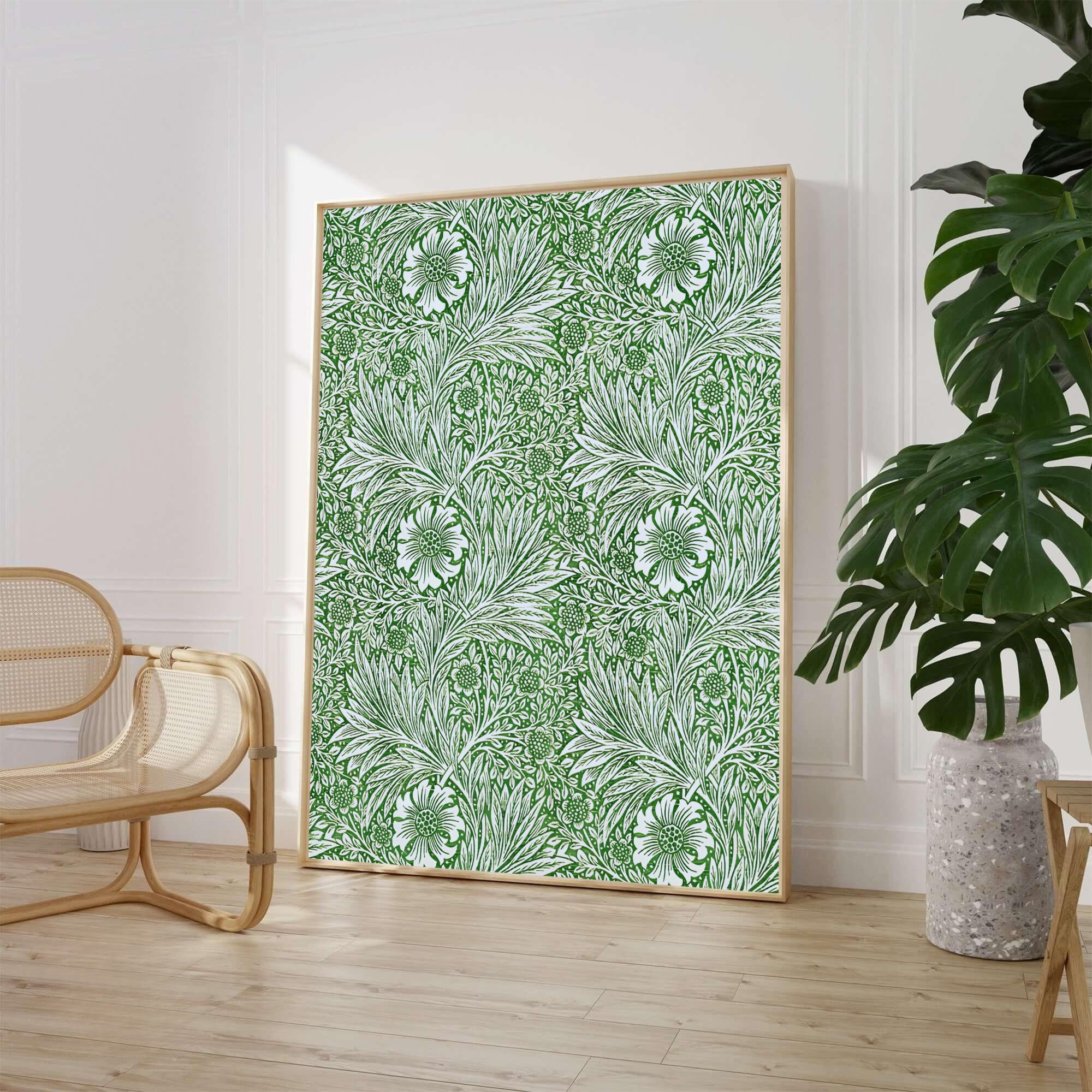 William Morris Marigold Vintage Exhibition Poster Green Botanical Wall Art Print