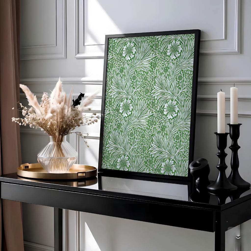 William Morris Marigold Vintage Exhibition Poster Green Botanical Wall Art Print