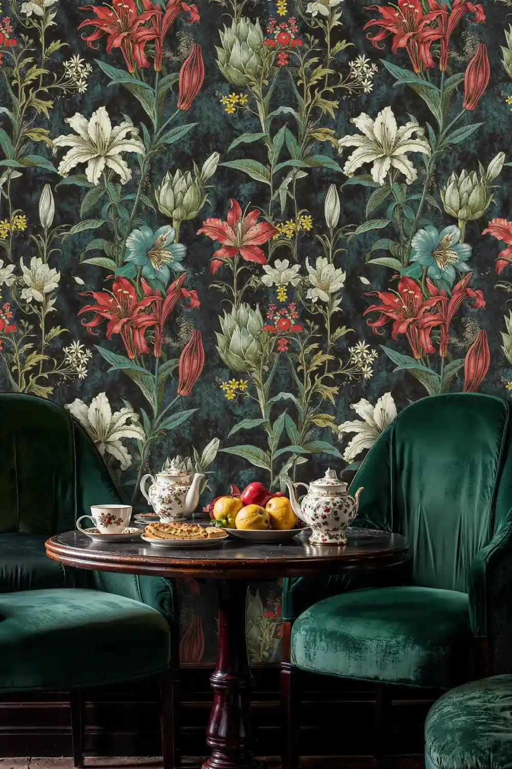 Midnight Botanical Wildflower Wallpaper