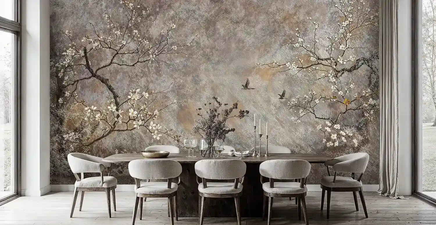 Blossoming Branches and Birds Wall Mural