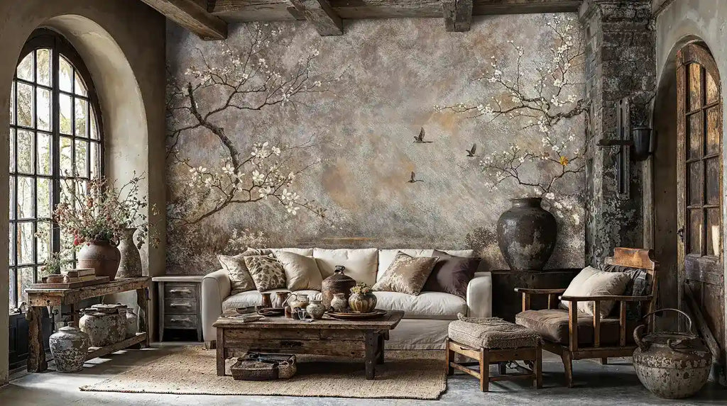 Blossoming Branches and Birds Wall Mural