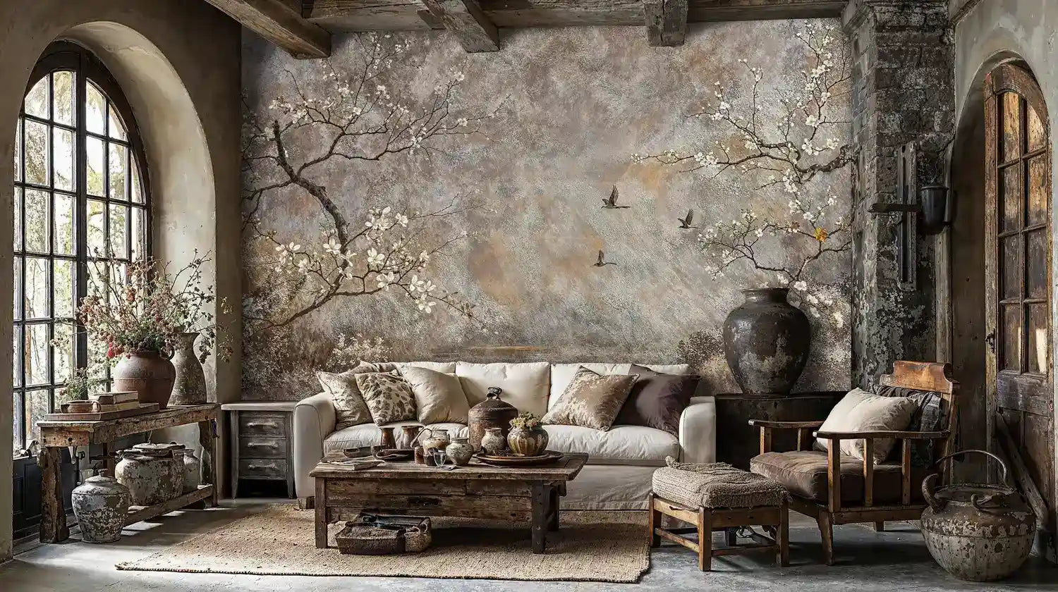 Blossoming Branches and Birds Wall Mural