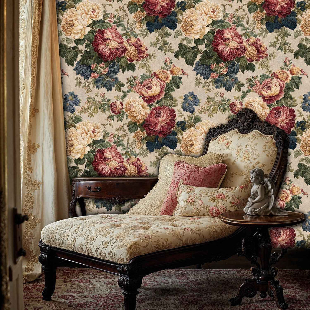 Vintage Peony Bouquet Wallpaper