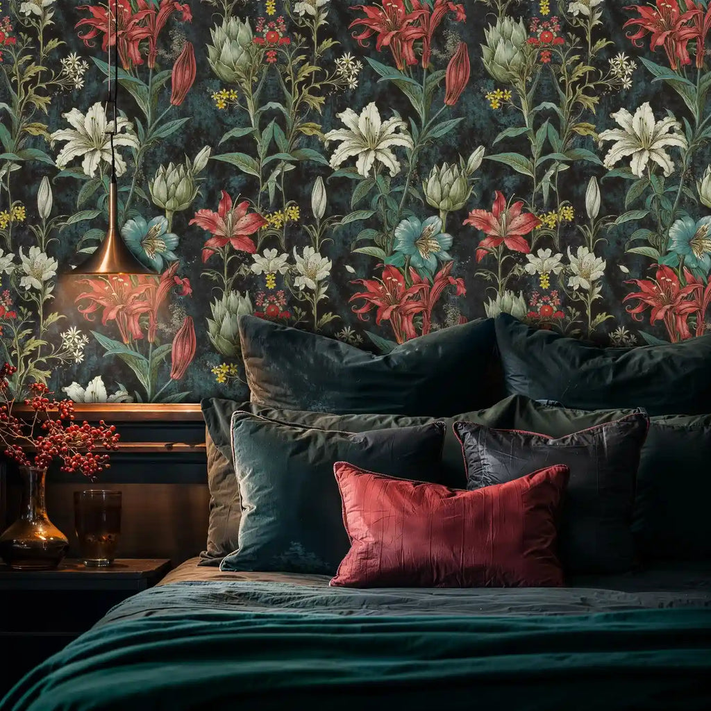 Midnight Botanical Wildflower Wallpaper