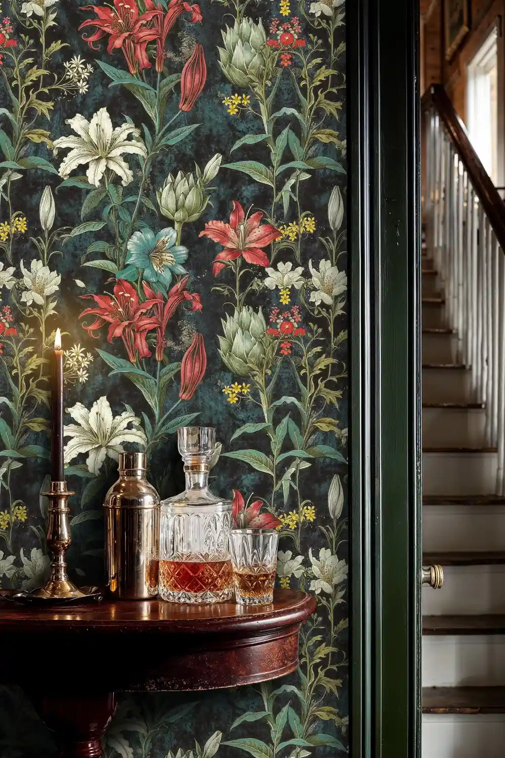 Midnight Botanical Wildflower Wallpaper