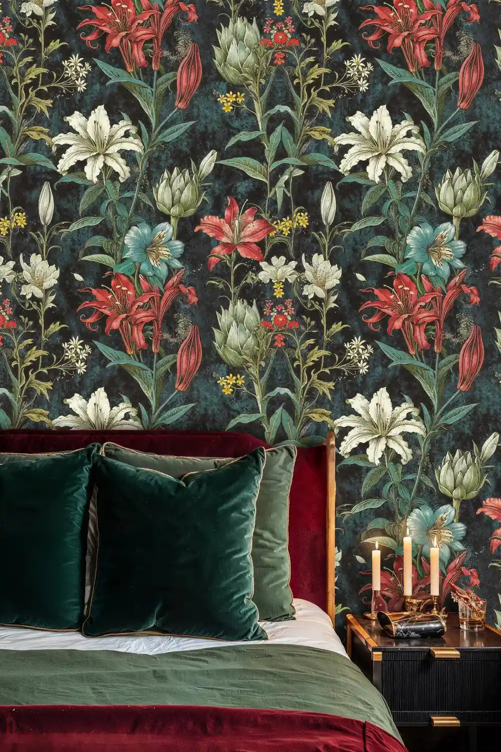Midnight Botanical Wildflower Wallpaper