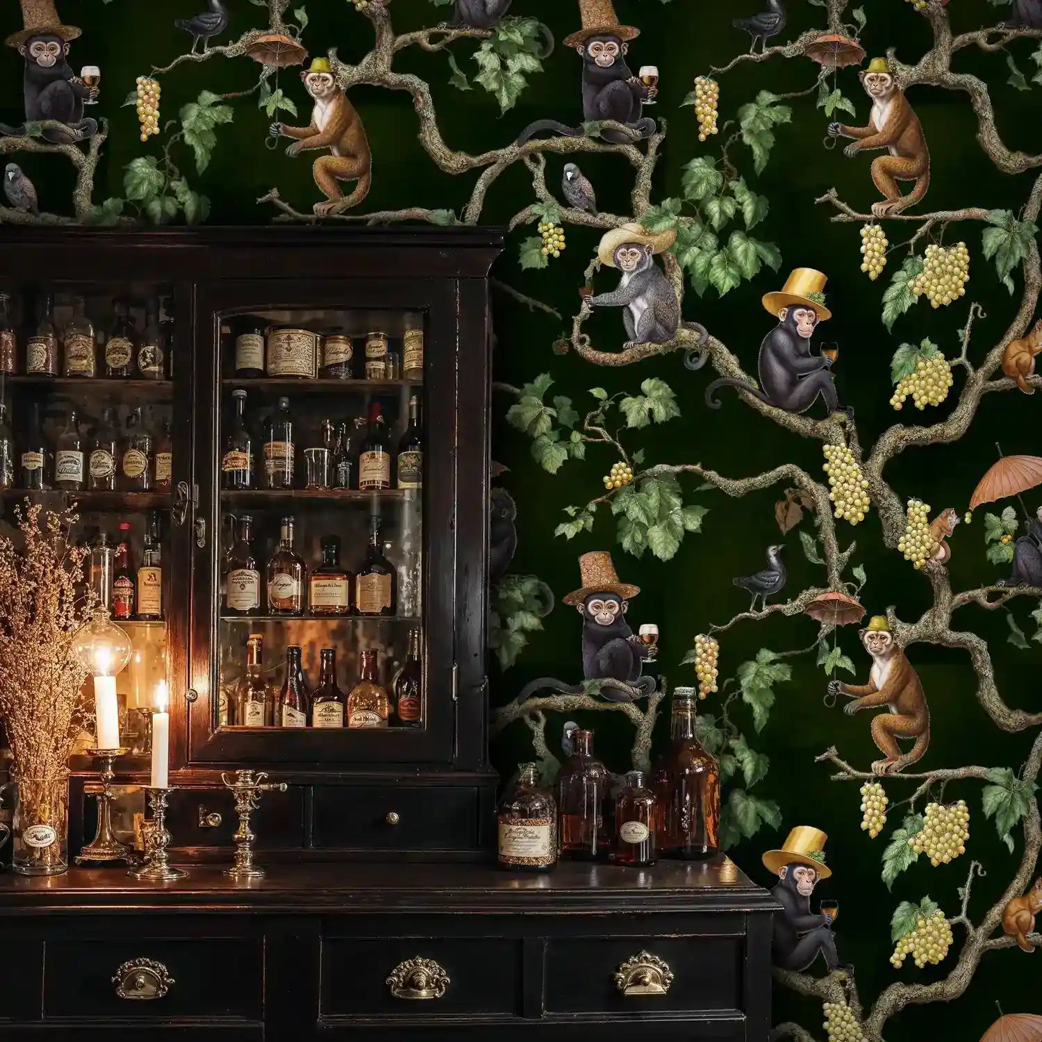 Vineyard Monkeys and Grapevines Wallpaper