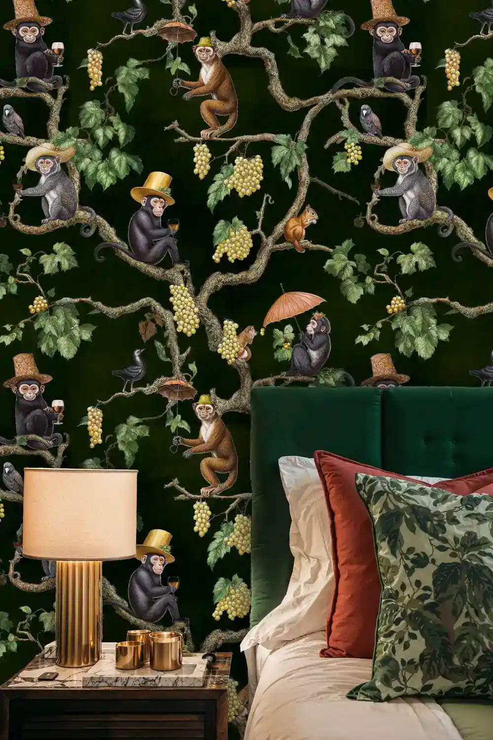 Vineyard Monkeys and Grapevines Wallpaper