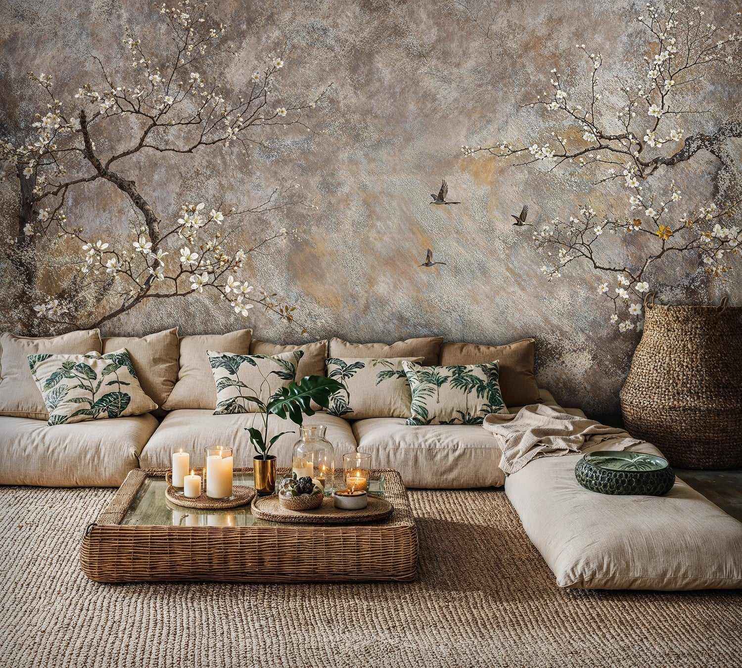 Blossoming Branches and Birds Wall Mural