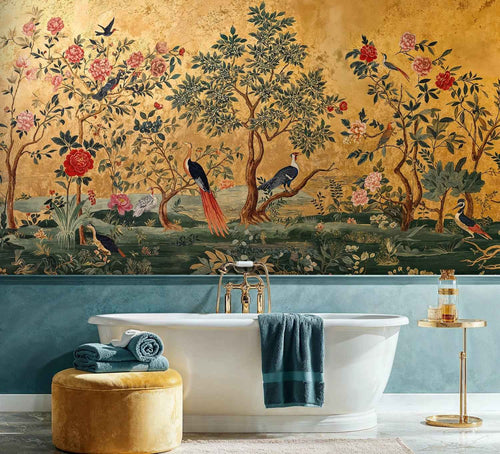Chinoiserie Garden Birds Wall Mural