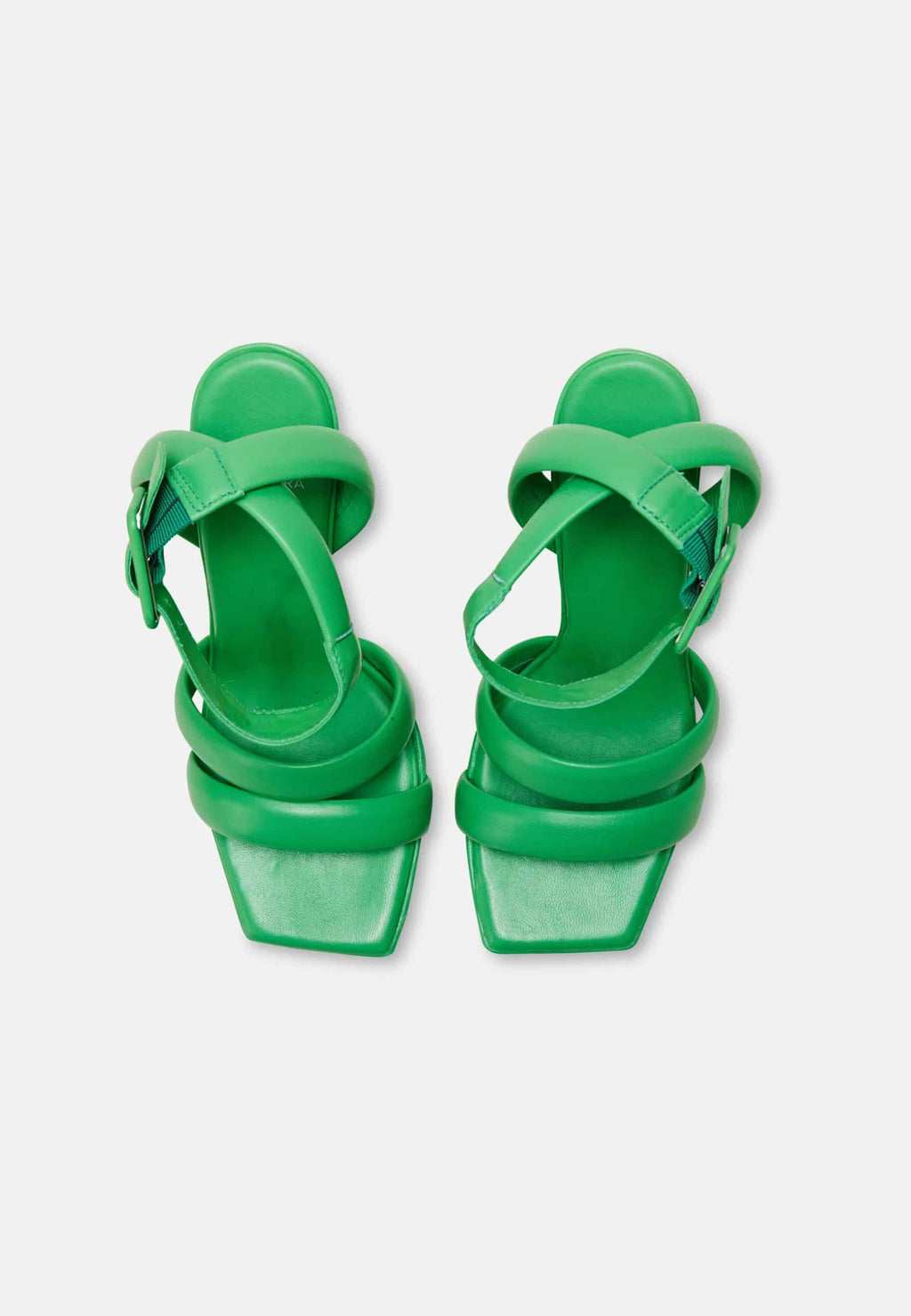 Uvaia Calf Green Leather Sandals – 8.5cm Sculpted Heel