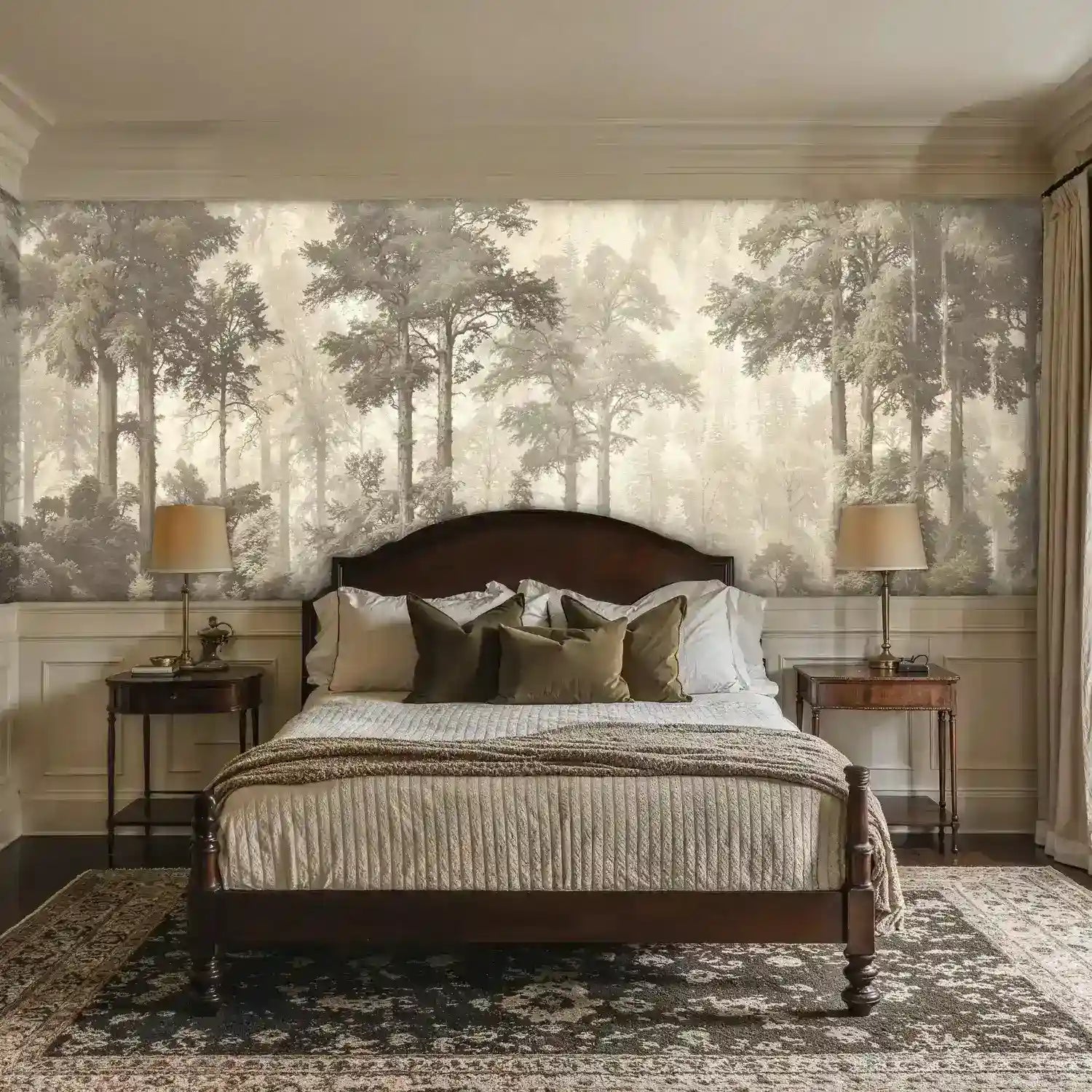 Misty Forest Wall Mural Sepia