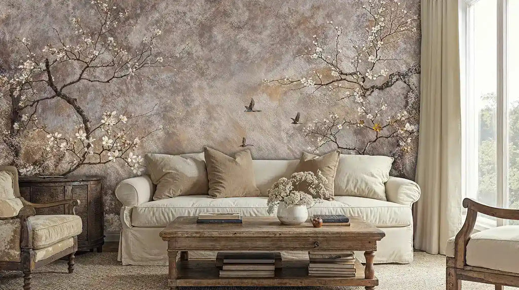 Blossoming Branches and Birds Wall Mural