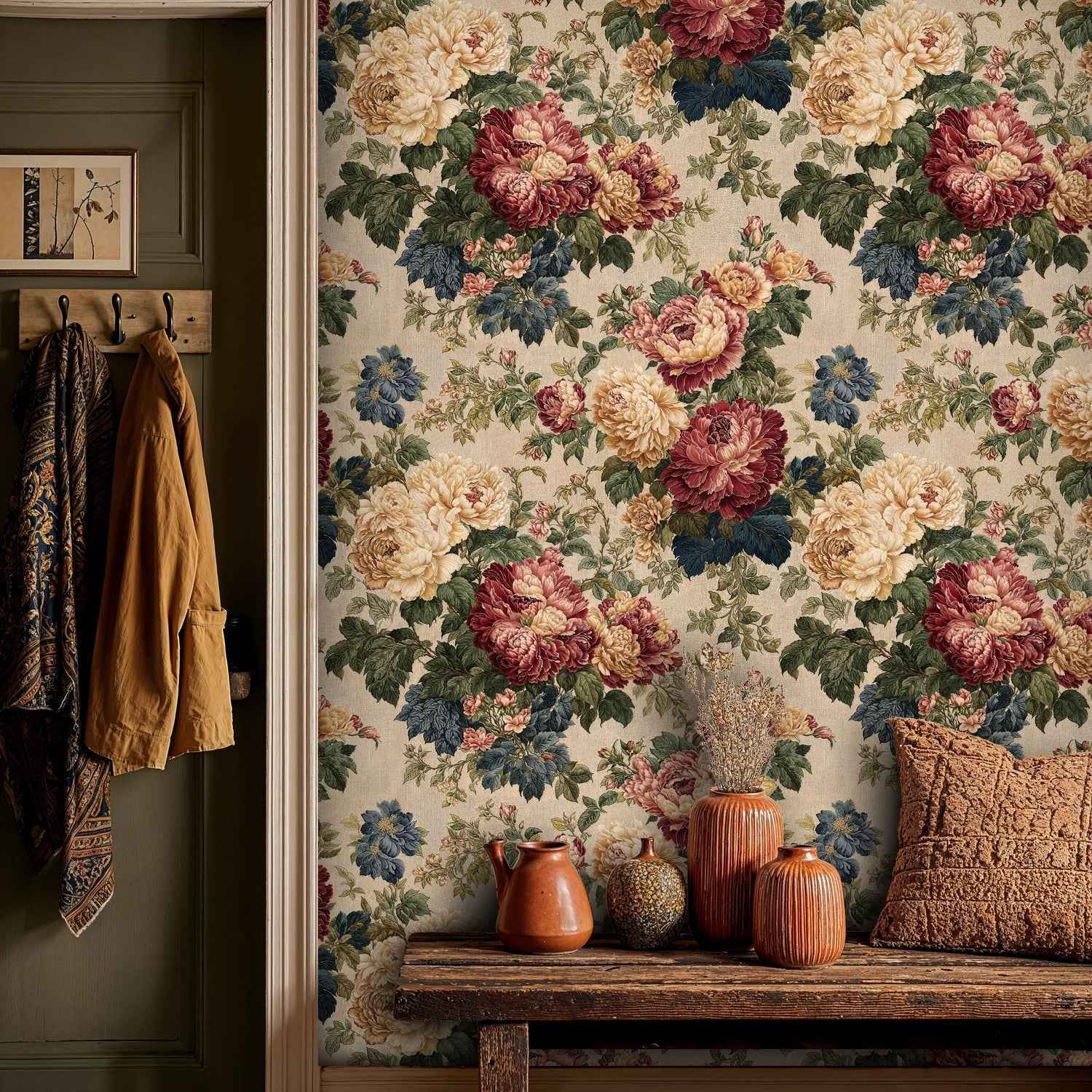 Vintage Peony Bouquet Wallpaper