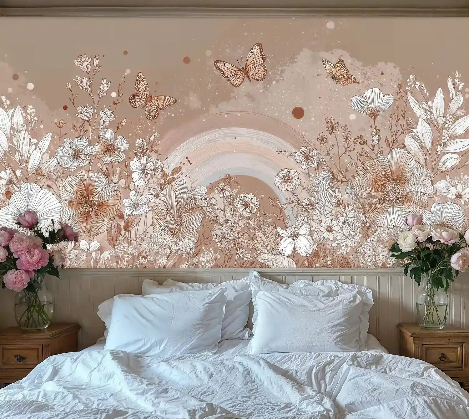 Butterflies and Wildflower Rainbow Wall Mural
