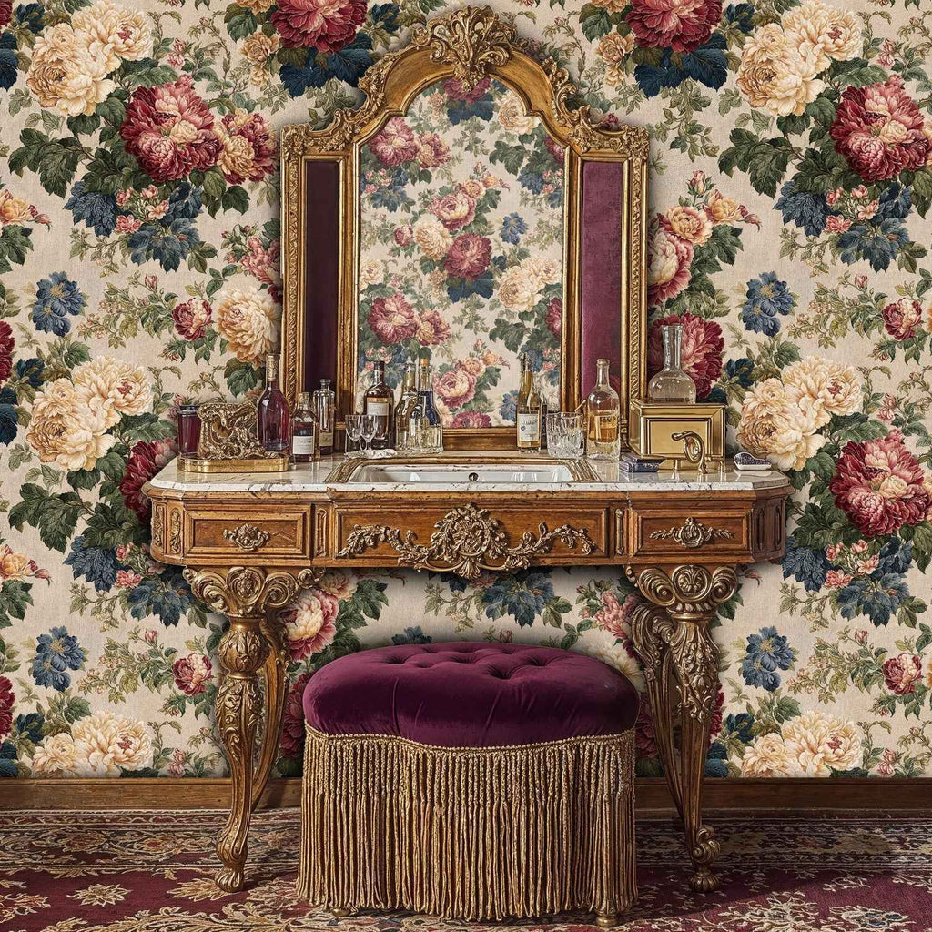 Vintage Peony Bouquet Wallpaper