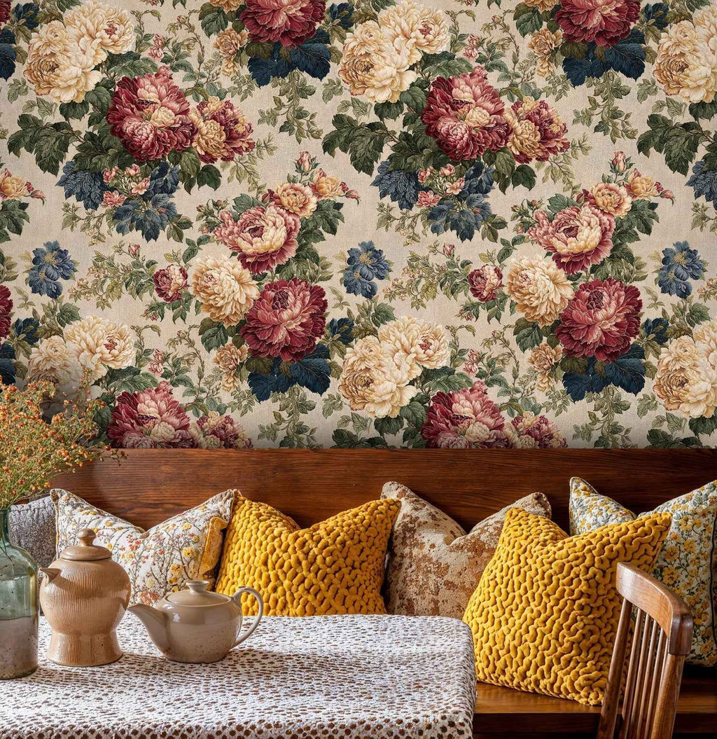 Vintage Peony Bouquet Wallpaper