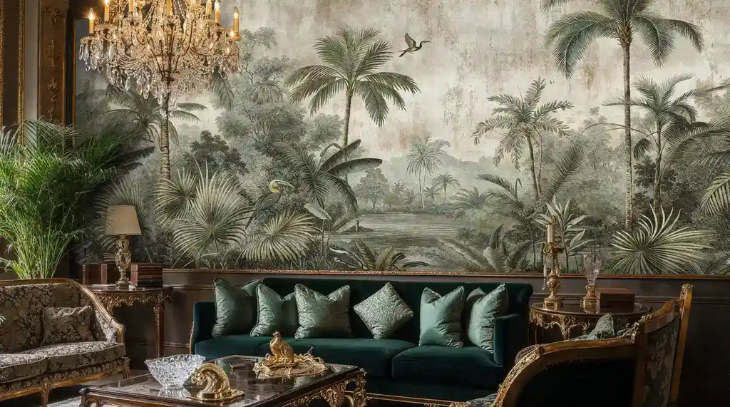 Tropical Paradise with Herons Wall Mural
