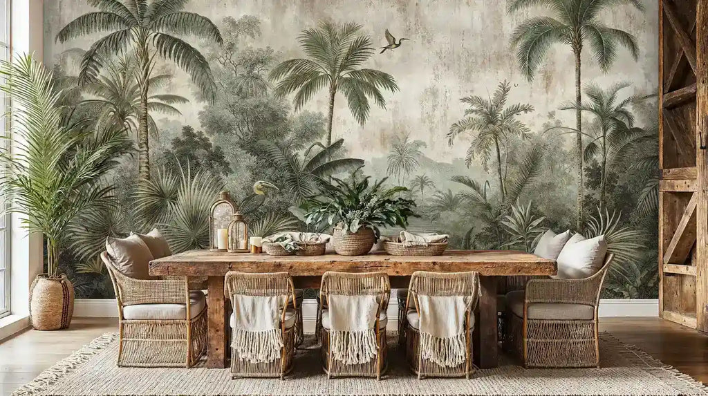 Tropical Paradise with Herons Wall Mural