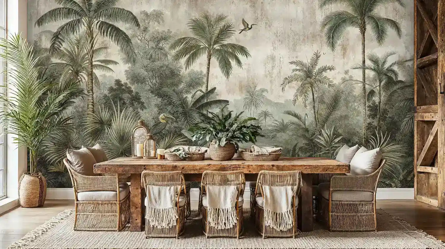 Tropical Paradise with Herons Wall Mural