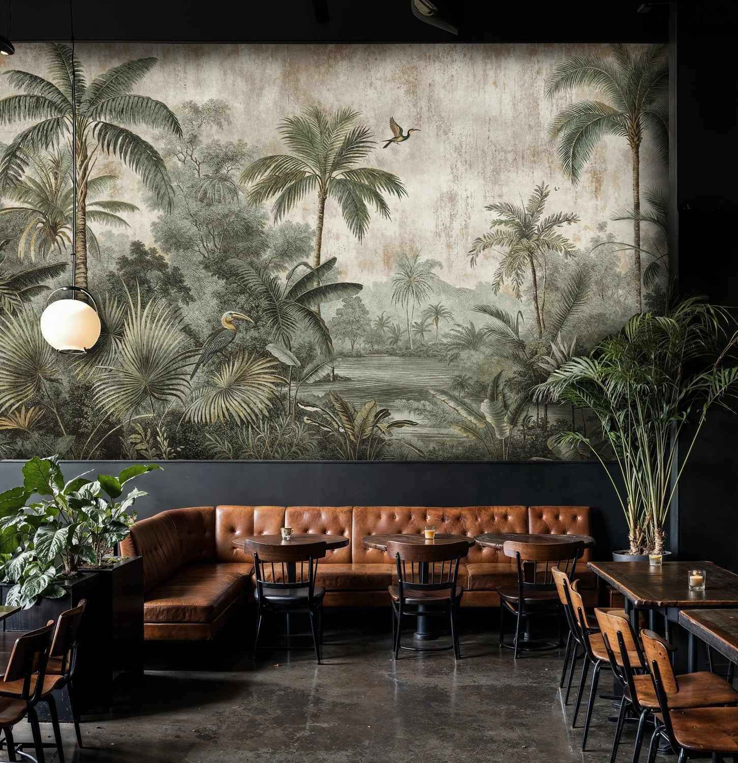 Tropical Paradise with Herons Wall Mural