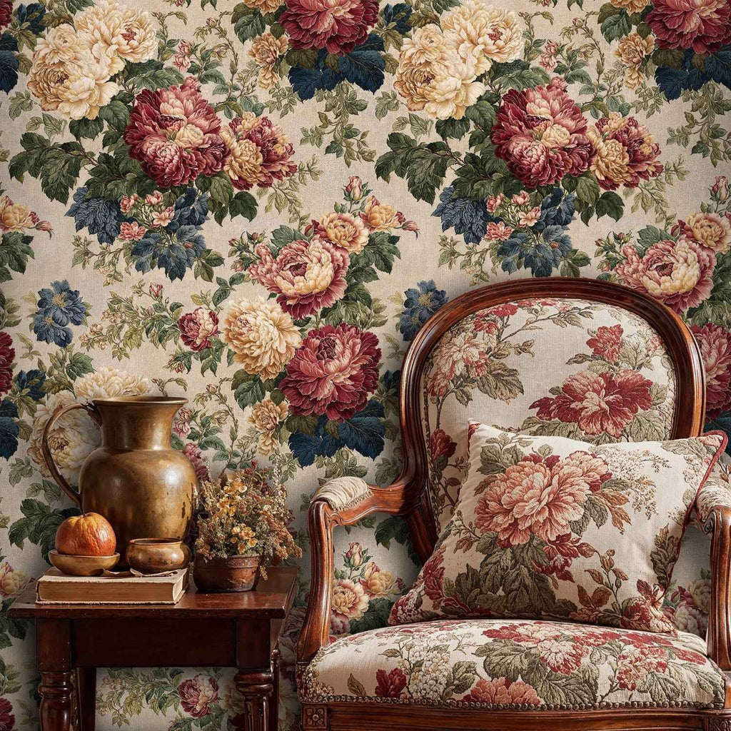 Vintage Peony Bouquet Wallpaper
